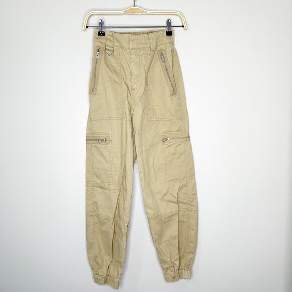 Aritzia Tna Womens Pants Cargo Jogger Cotton Twill Utility Pockets Brown XS - Picture 1 of 8